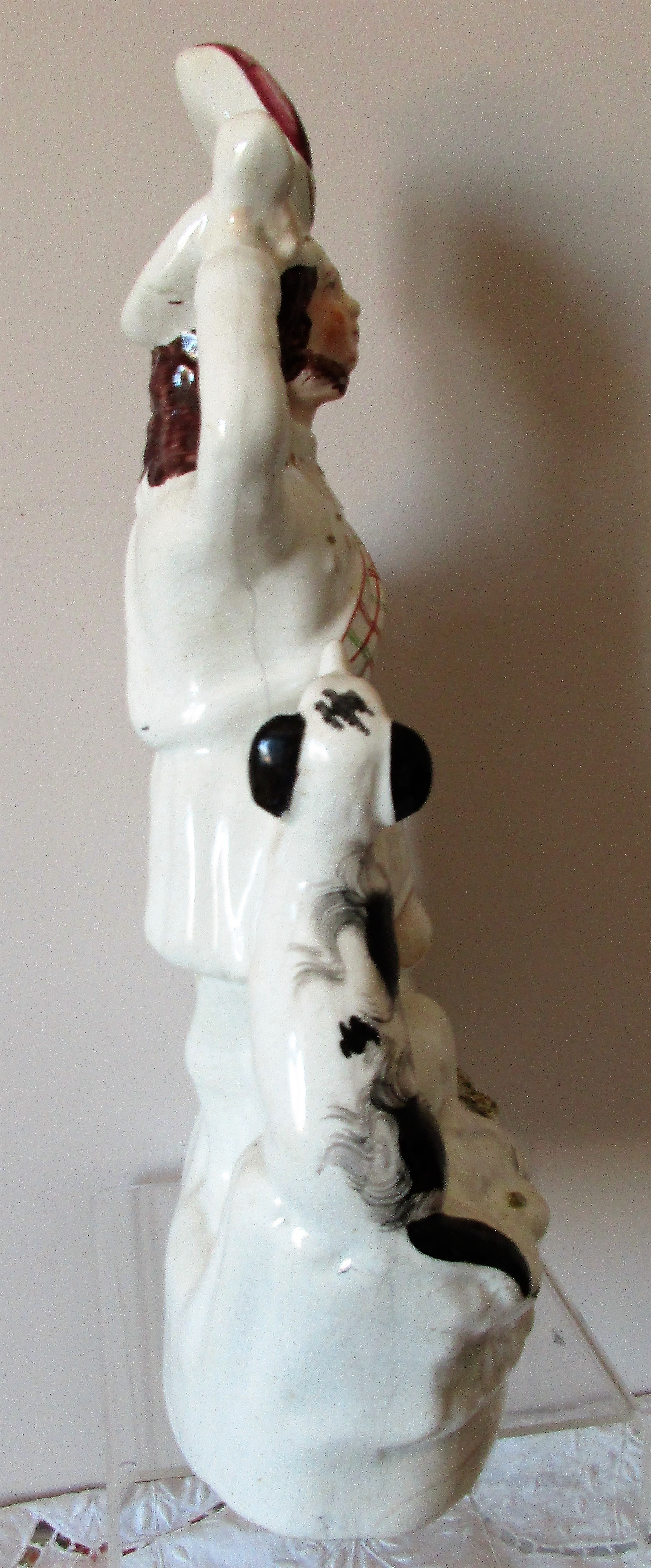 Antique English Victorian Staffordshire Figure ~ “Hunter with Horn” Antique Ceramics 6